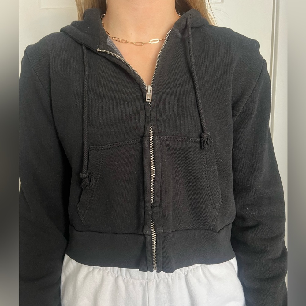 Brandy Melville/John Gault Crystal Cropped Hoodie